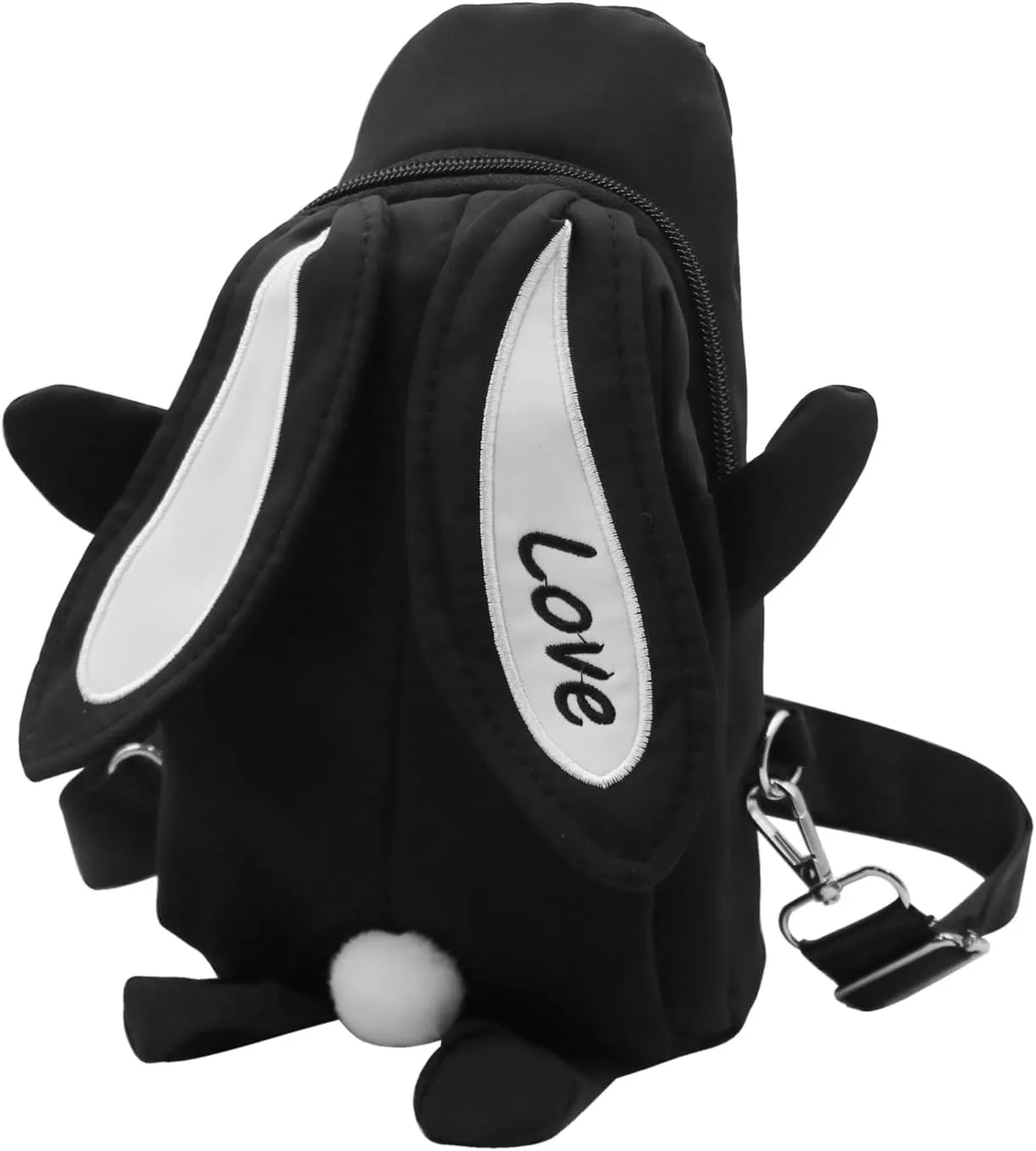 Kawaii Rabbit Shoulder Bag Coin Purse Messenger Bags Travel Daypack for Boys Girls,Detachable Strap Black 1#