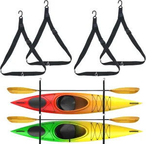 Kayak Storage Strap,Kayak Hanging Straps 1in/1.5in Wide,Adjustable Kayak Wall Mount Straps,Kayak Storage Strap System With Paddle Loops for Hanging 1or 2 Kayak,Paddle Board,Surfboard,Canoe(2/4 Pack)