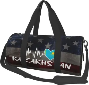 Kazakhstan Heartbeat Duffel Bag Gym Bag Travel Sports Tote Large Foldable Beach Swim Yoga6