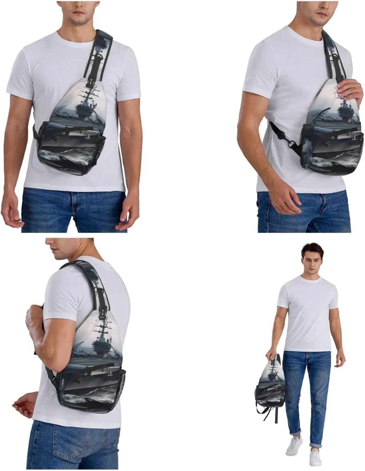 KHiry Sling Bag for Women Men Crossbody Bag Small Sling Backpack Blue Owl Chest Bag Hiking Daypack