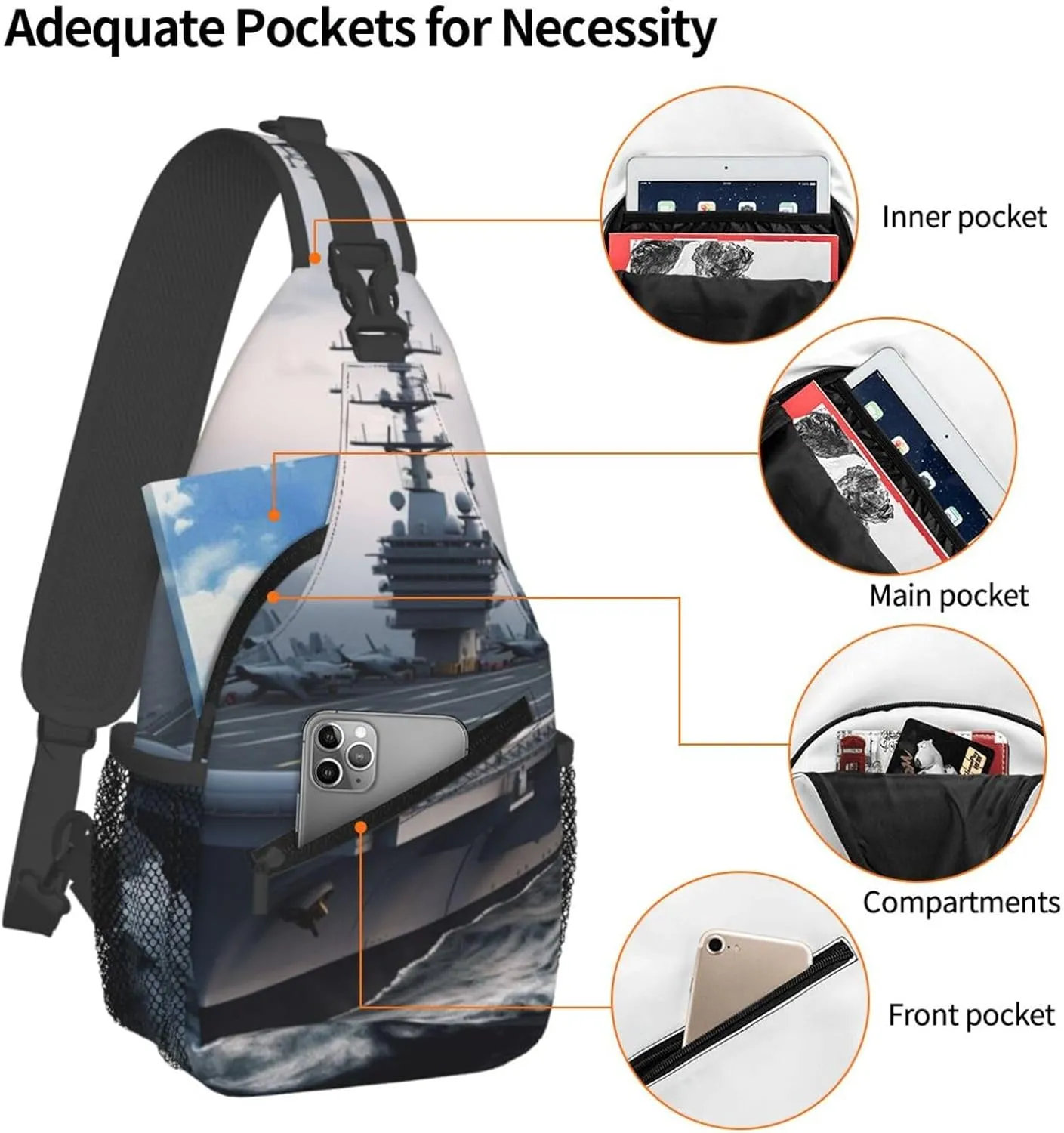 KHiry Sling Bag for Women Men Crossbody Bag Small Sling Backpack Blue Owl Chest Bag Hiking Daypack