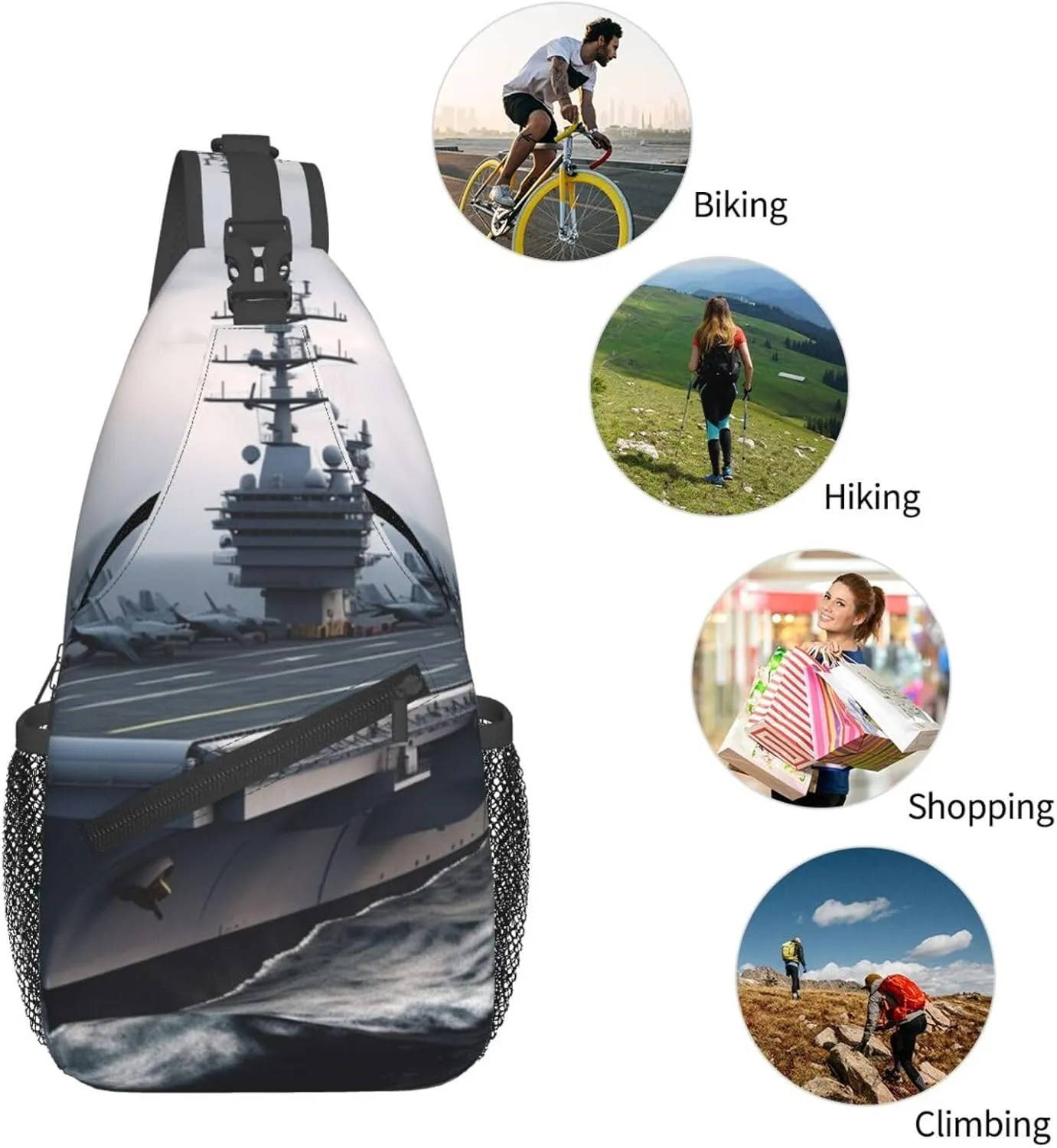 KHiry Sling Bag for Women Men Crossbody Bag Small Sling Backpack Blue Owl Chest Bag Hiking Daypack