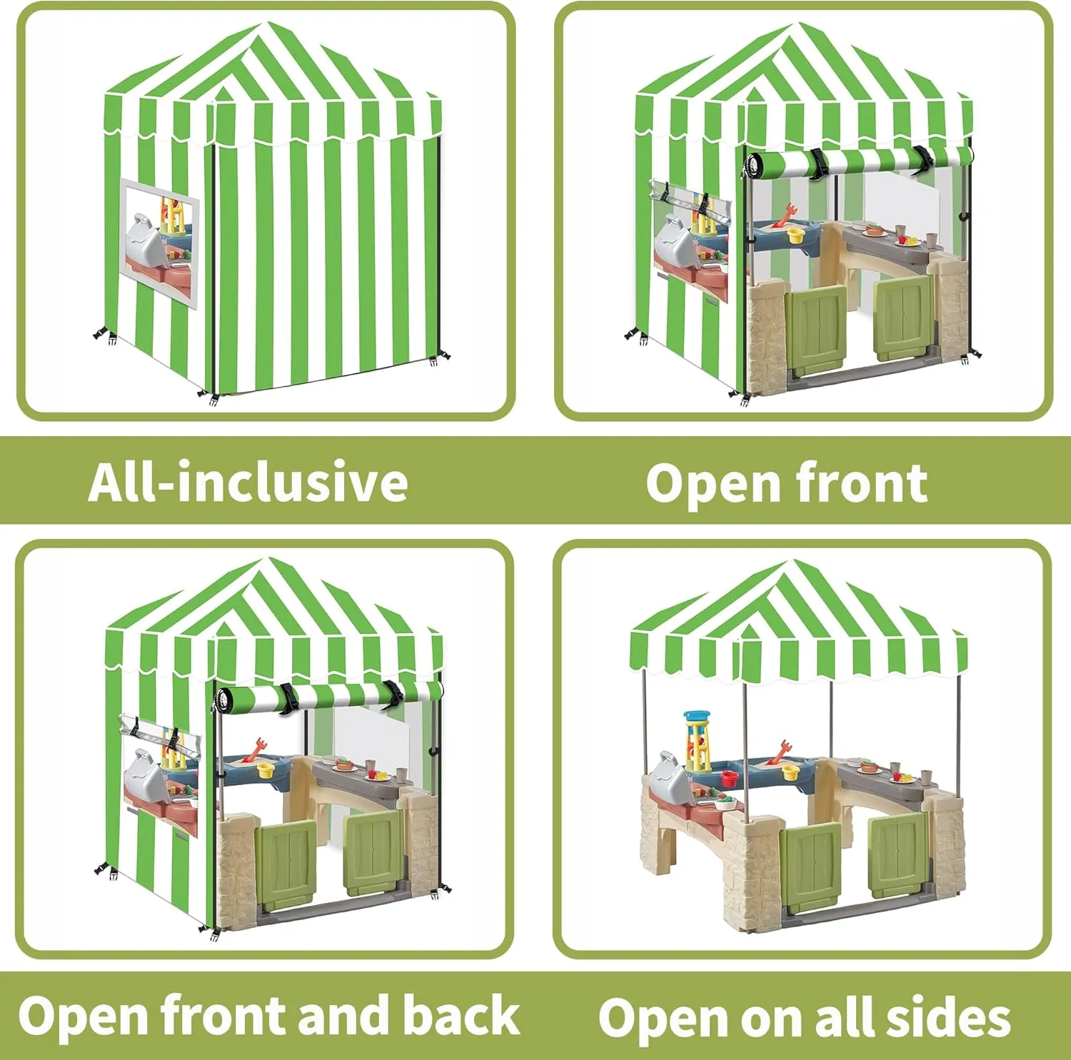 Kids Outdoor Playhouse Cover, Outdoor Playset Cover (Green)