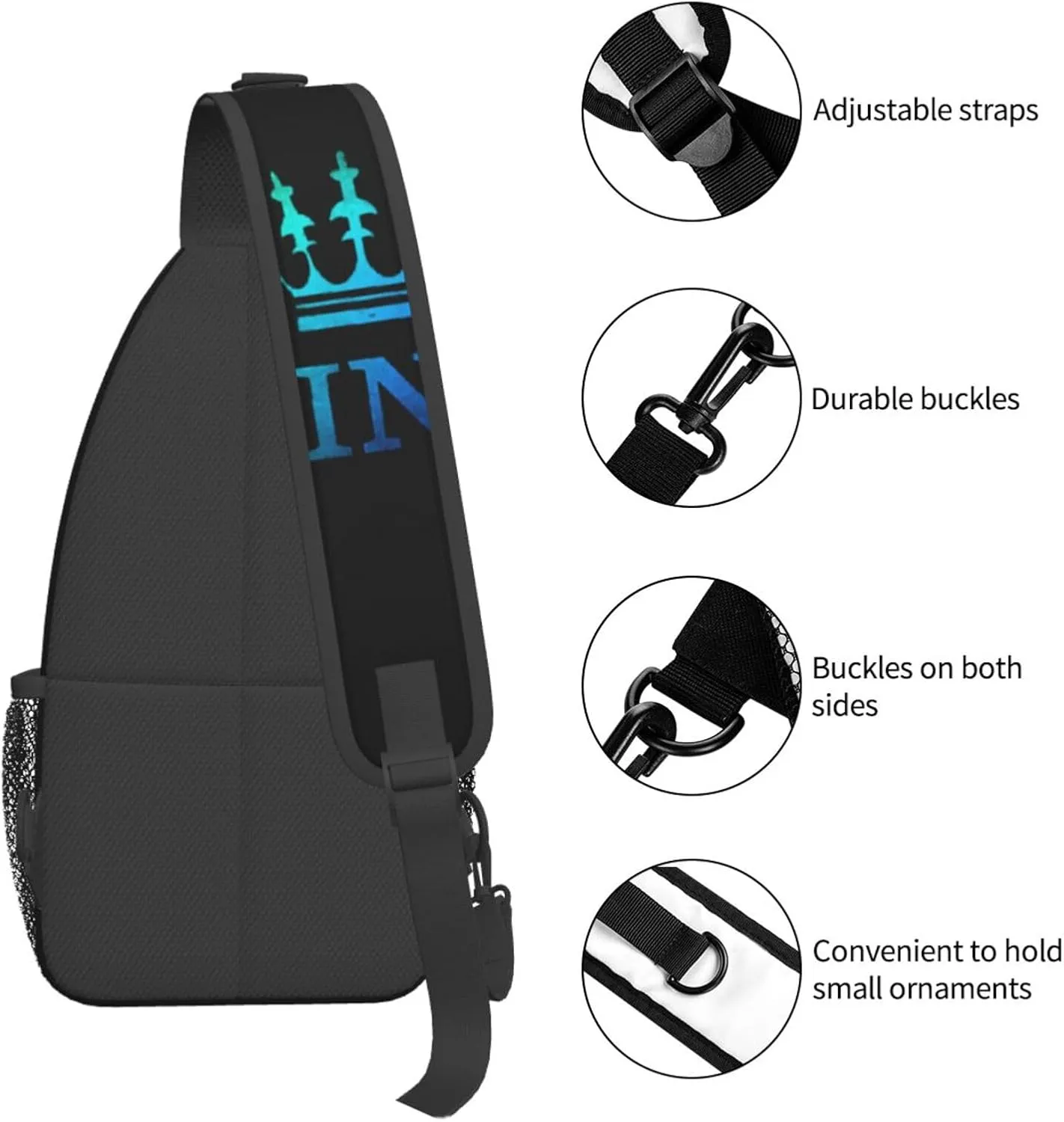 King Crossbody Bag Men Shoulder Bag Backpack Mens Sling Bag Chest Casual Daypack for Outdoor