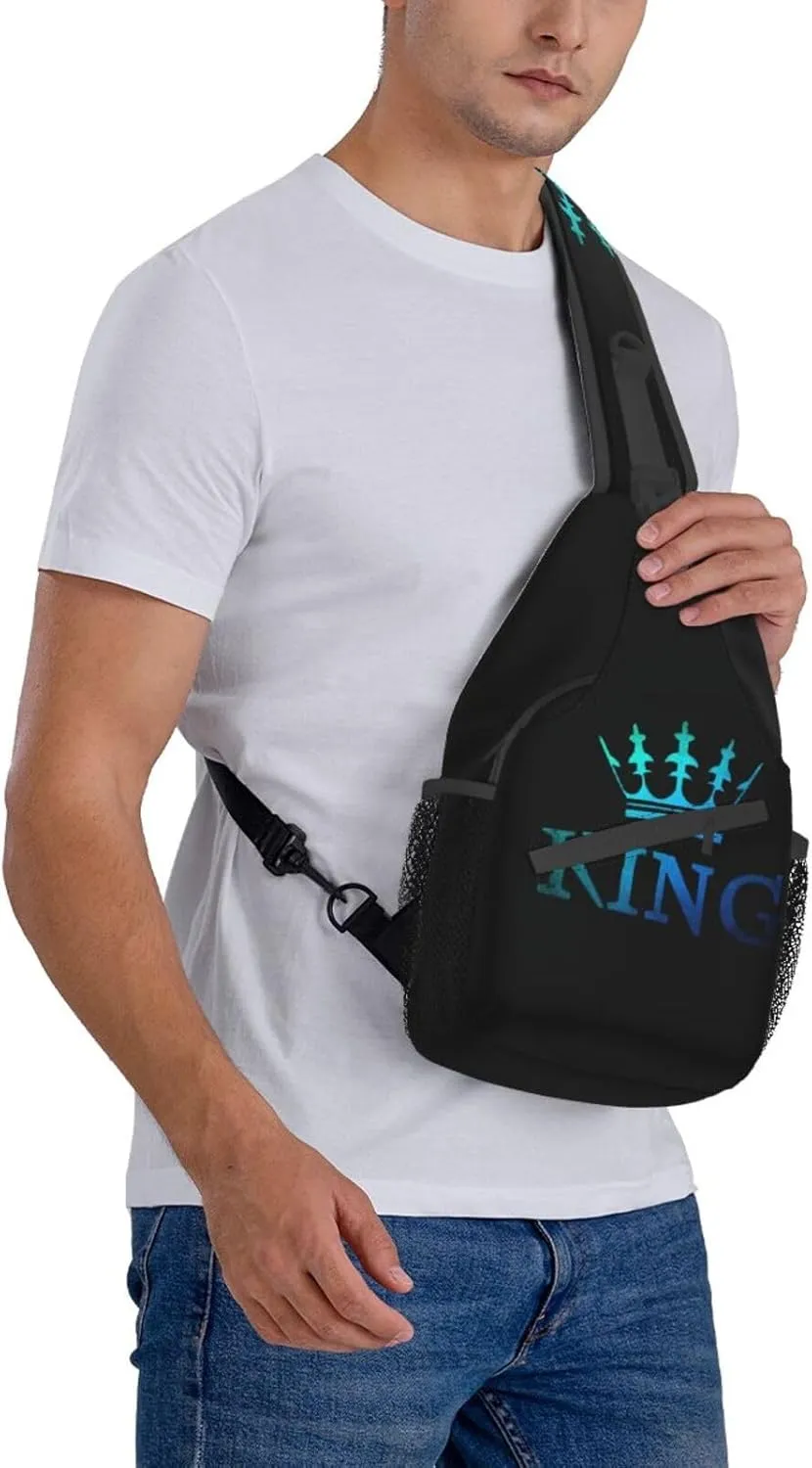 King Crossbody Bag Men Shoulder Bag Backpack Mens Sling Bag Chest Casual Daypack for Outdoor