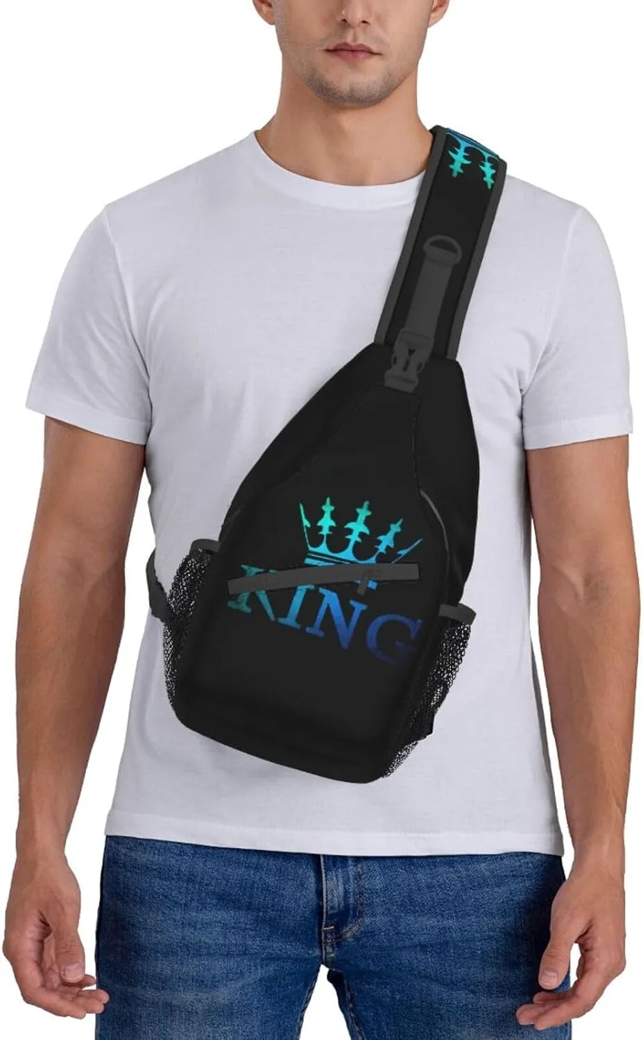 King Crossbody Bag Men Shoulder Bag Backpack Mens Sling Bag Chest Casual Daypack for Outdoor