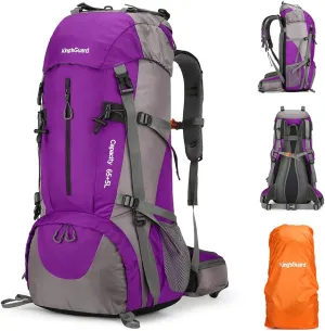 King'sGuard 70L Hiking Backpack with Rain Cover Lightweight Travel Backpack Waterproof Camping Backpack