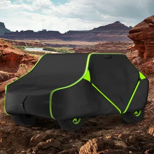 KitsPro 125 Inch UTV Cover for Polaris Ranger RZR, Can-Am Defender Maverick Commander, Yamaha Wolverine, Kawasaki Mule, Honda Pioneer, Black 600D Side by Side Cover Protection for 2-3 Seater UTV.