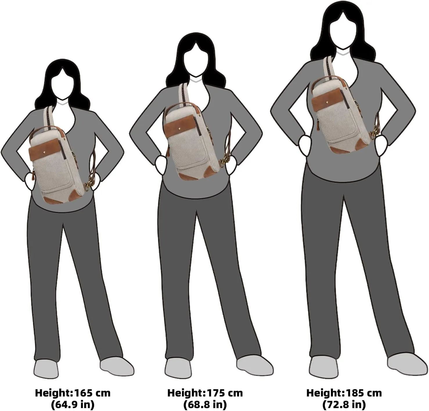KL928 Canvas Sling Bag Crossbody Backpack Sling Backpack Shoulder Bag Casual Daypacks for Men Women