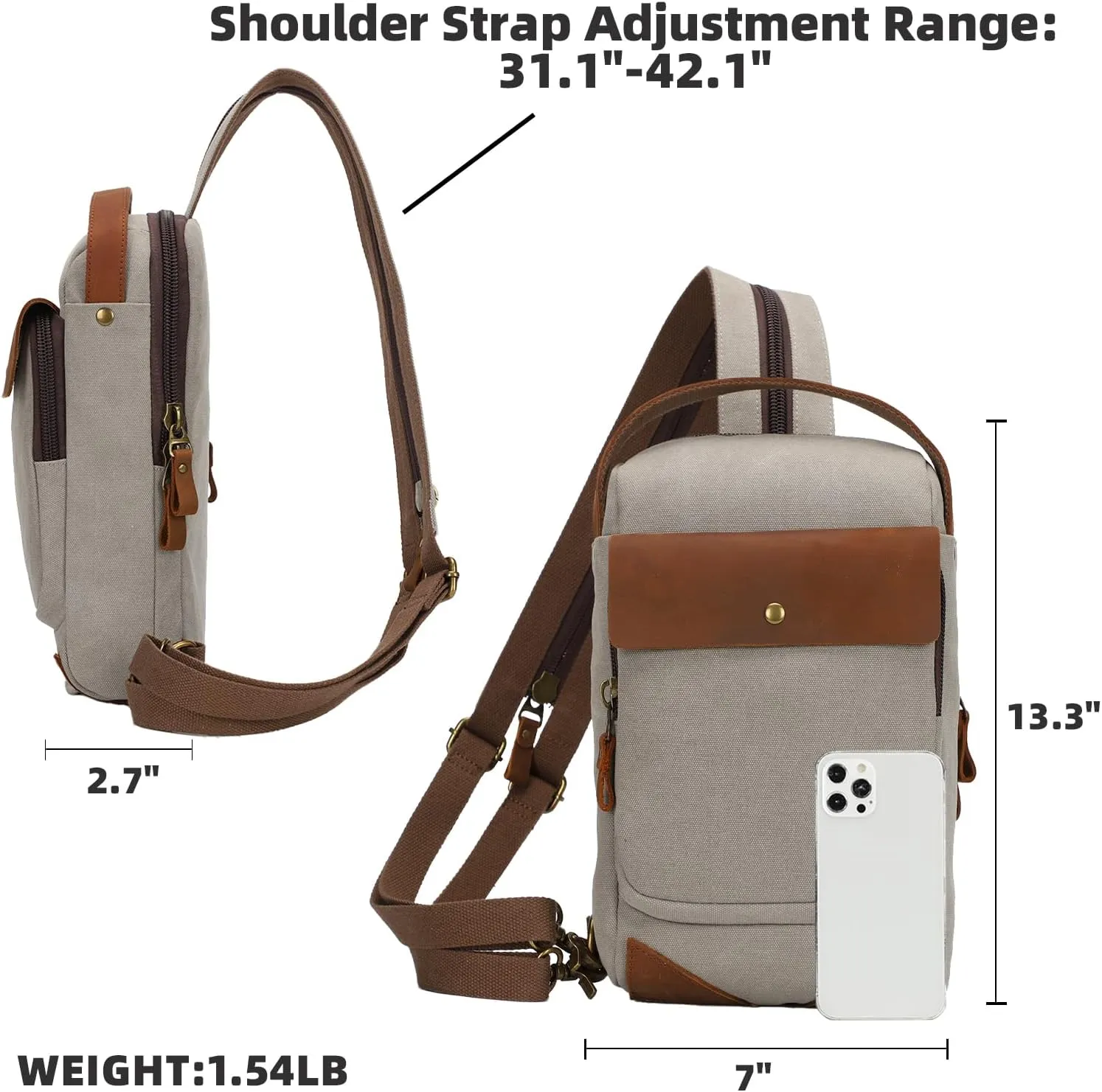 KL928 Canvas Sling Bag Crossbody Backpack Sling Backpack Shoulder Bag Casual Daypacks for Men Women