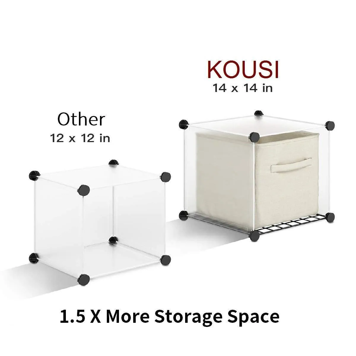 KOUSI Portable Storage Shelf Cube Shelving Bookcase Bookshelf Cubby Organizing Closet Toy Organizer Cabinet (Black (No Door), 16 Cubes)