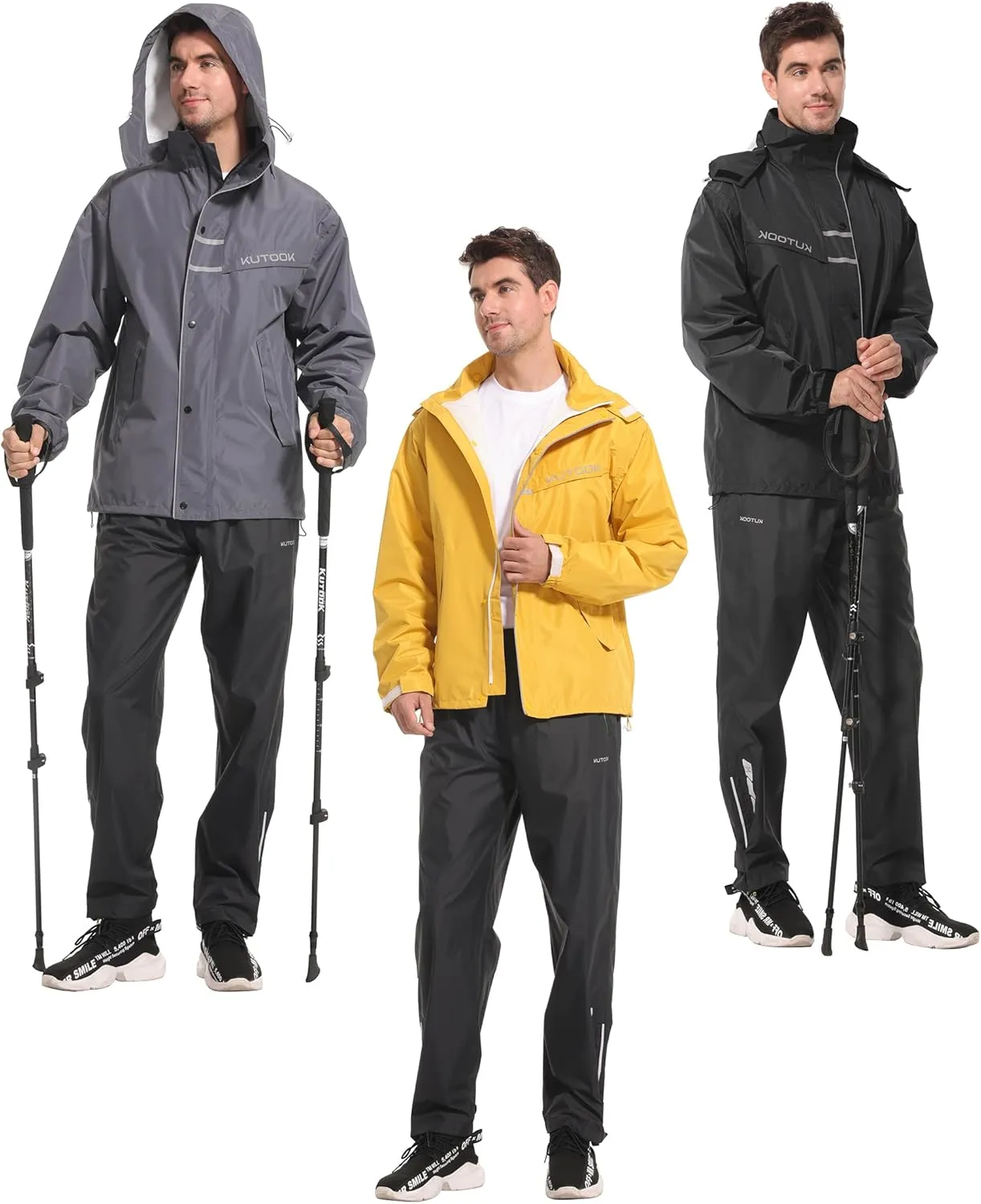 KUTOOK Men’s Rain Jacket Waterproof Hooded Lightweight Breathable Raincoat for Outdoor Cycling Hiking Running M-3XL