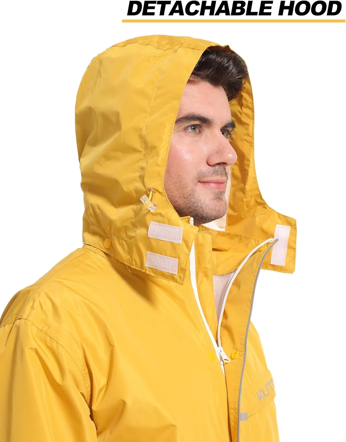KUTOOK Men’s Rain Jacket Waterproof Hooded Lightweight Breathable Raincoat for Outdoor Cycling Hiking Running M-3XL