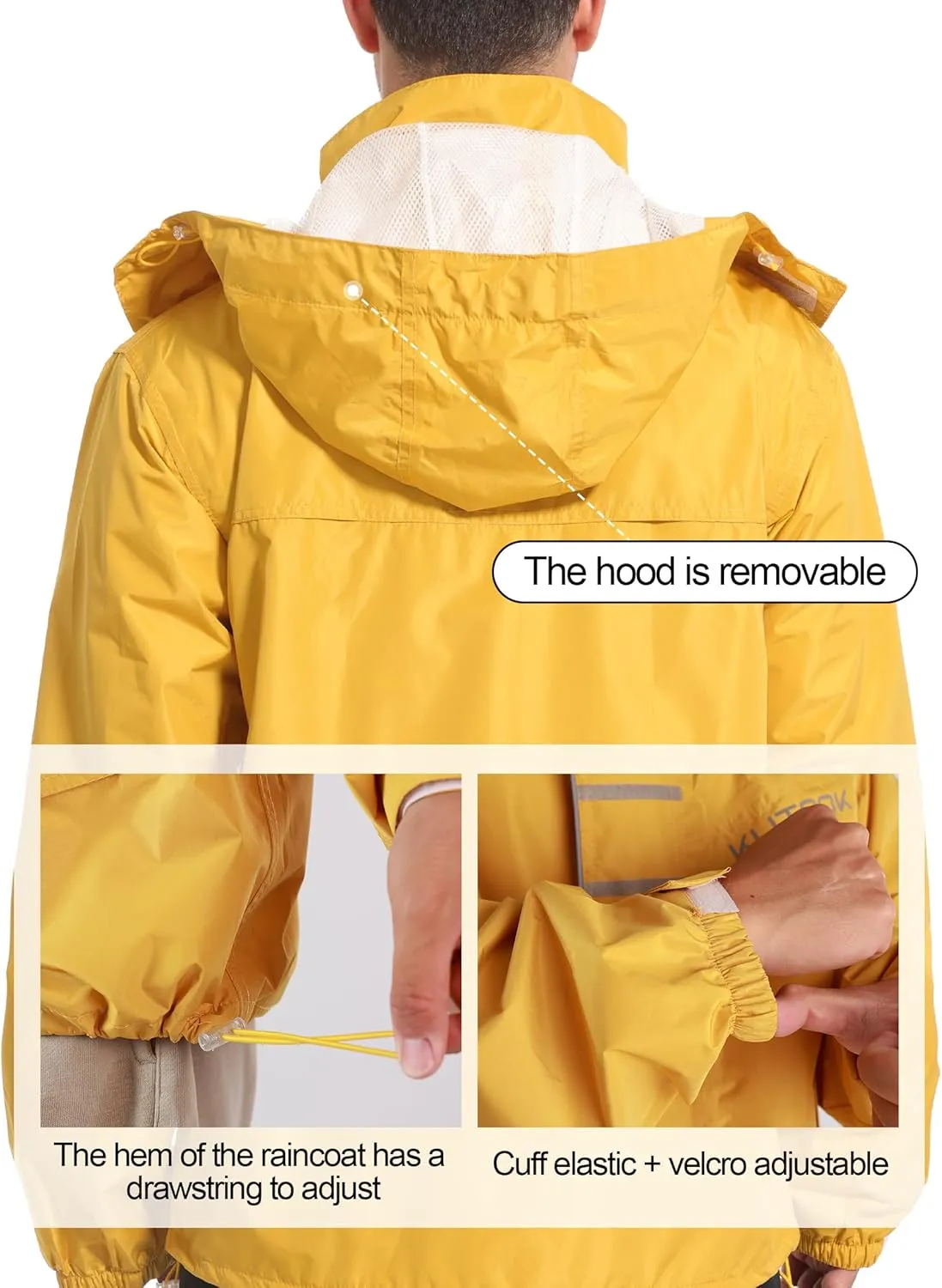 KUTOOK Men’s Rain Jacket Waterproof Hooded Lightweight Breathable Raincoat for Outdoor Cycling Hiking Running M-3XL