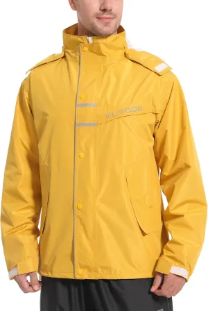 KUTOOK Men’s Rain Jacket Waterproof Hooded Lightweight Breathable Raincoat for Outdoor Cycling Hiking Running M-3XL