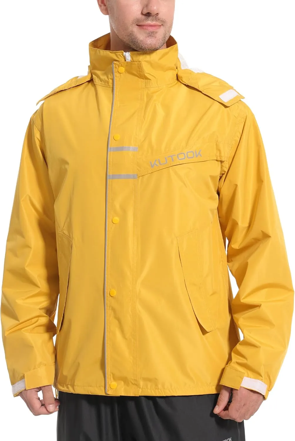 KUTOOK Men’s Rain Jacket Waterproof Hooded Lightweight Breathable Raincoat for Outdoor Cycling Hiking Running M-3XL