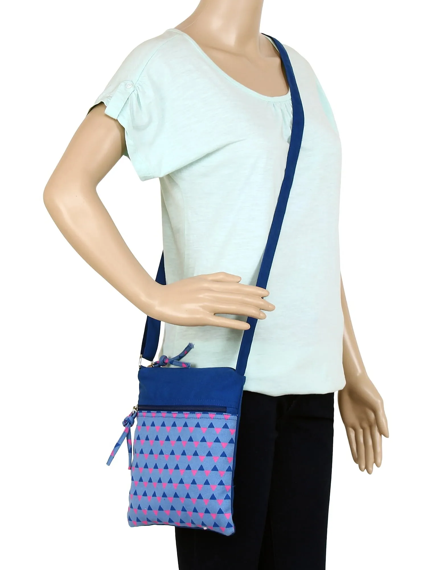 La Borsa Geometric Print Canvas Sling Bag