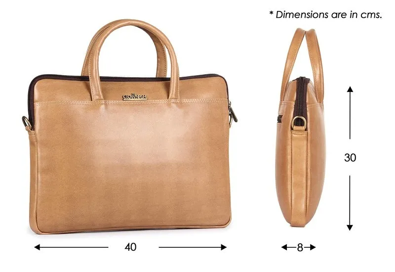 Laptop Messenger Bag with Padded Compartment | Adjustable Shoulder Strap | For 14 inch Laptops | Beige