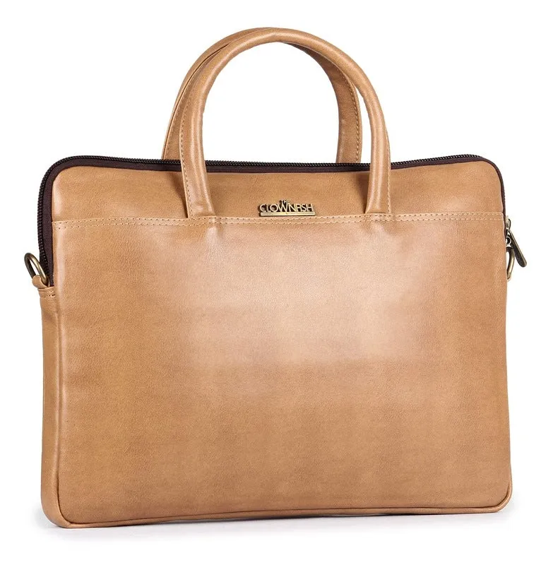 Laptop Messenger Bag with Padded Compartment | Adjustable Shoulder Strap | For 14 inch Laptops | Beige