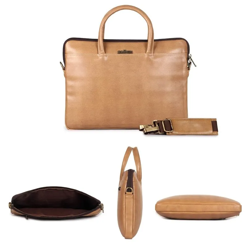 Laptop Messenger Bag with Padded Compartment | Adjustable Shoulder Strap | For 14 inch Laptops | Beige