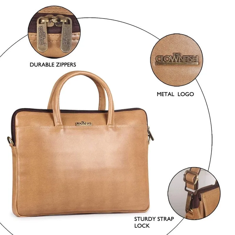 Laptop Messenger Bag with Padded Compartment | Adjustable Shoulder Strap | For 14 inch Laptops | Beige