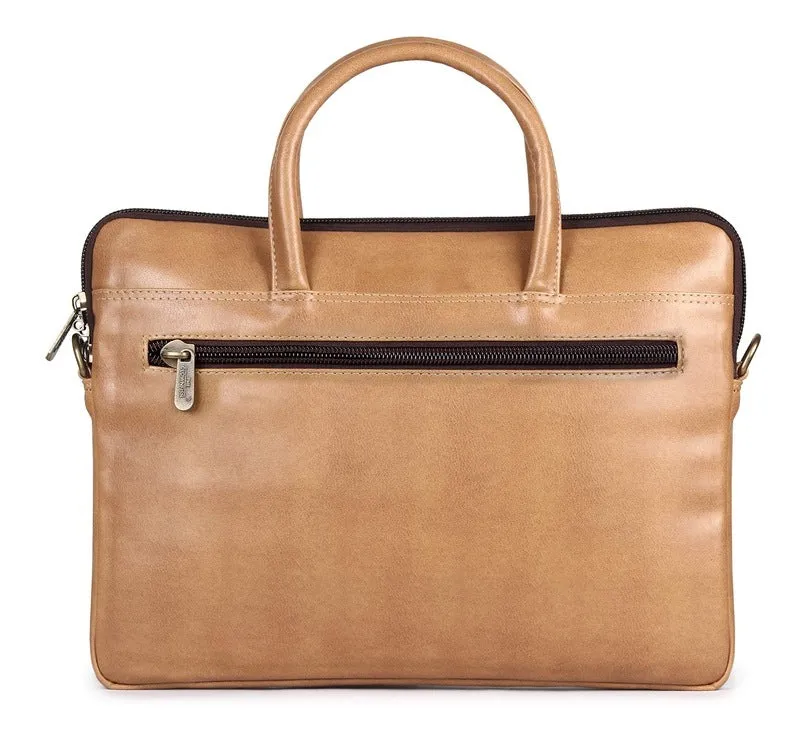 Laptop Messenger Bag with Padded Compartment | Adjustable Shoulder Strap | For 14 inch Laptops | Beige