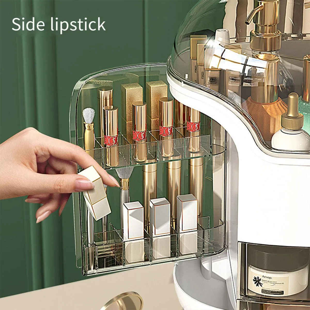 Large Capacity Cosmetic Storage Box Dustproof Organizer for Desktop Vanity Shelf