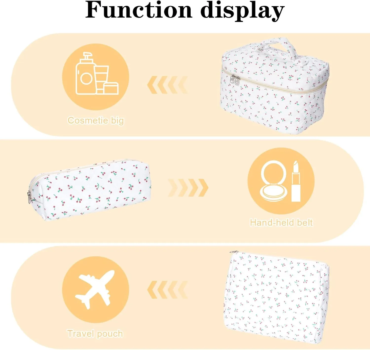 Large Capacity Ladies Cosmetic Bag,3 Piece Travel Cosmetic Bag,Cosmetic Organizer,Portable Cosmetic Bag with Handle and Wide Opening,Leather Toilet Bag with Compartment