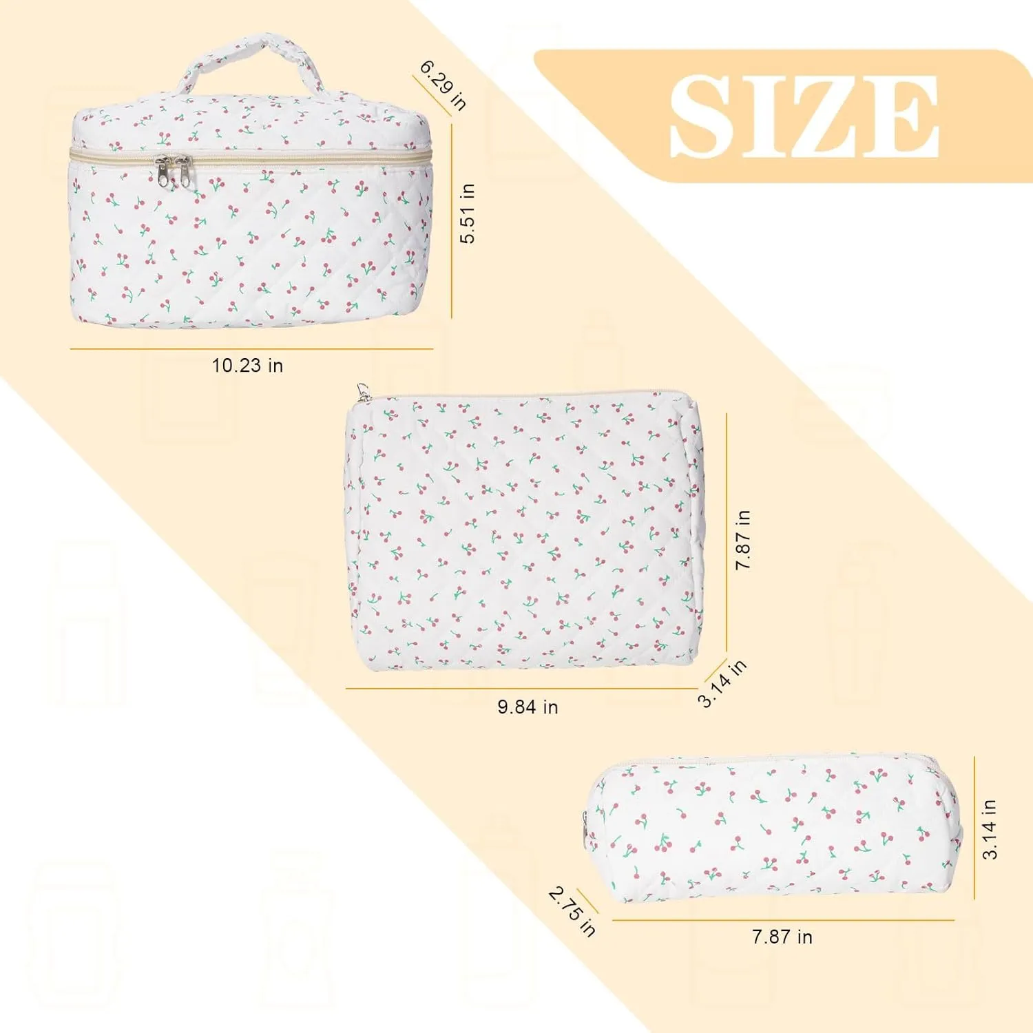 Large Capacity Ladies Cosmetic Bag,3 Piece Travel Cosmetic Bag,Cosmetic Organizer,Portable Cosmetic Bag with Handle and Wide Opening,Leather Toilet Bag with Compartment