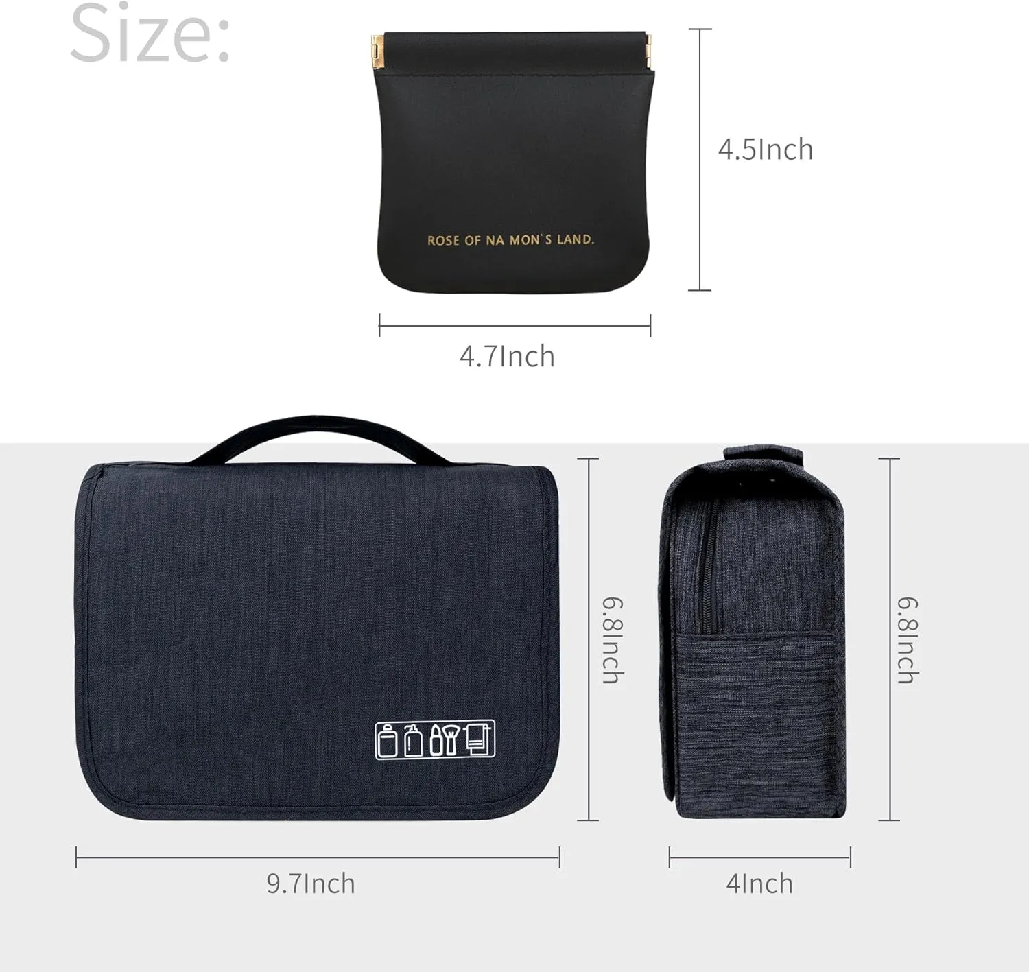 Large Capacity Toiletry Bag Travel Bag with Hanging Hook for Men and Women Waterproof Travel Cosmetic Bag Bathroom, with Brown Bag is Automatically Closed for Headset Lipstick Jewelry