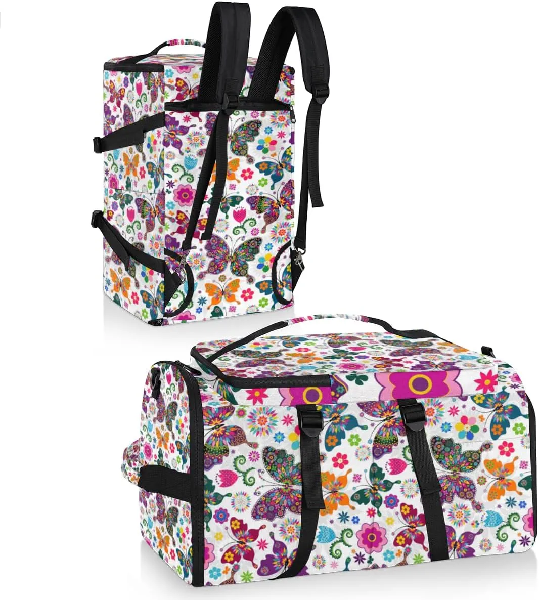 Large Sports Gym Bag With Shoe & Laptop Compartment 47L Waterproof Travel Duffel Bags for Men Women Art Animal Butterfly Luggage Backpack Duffle Bag