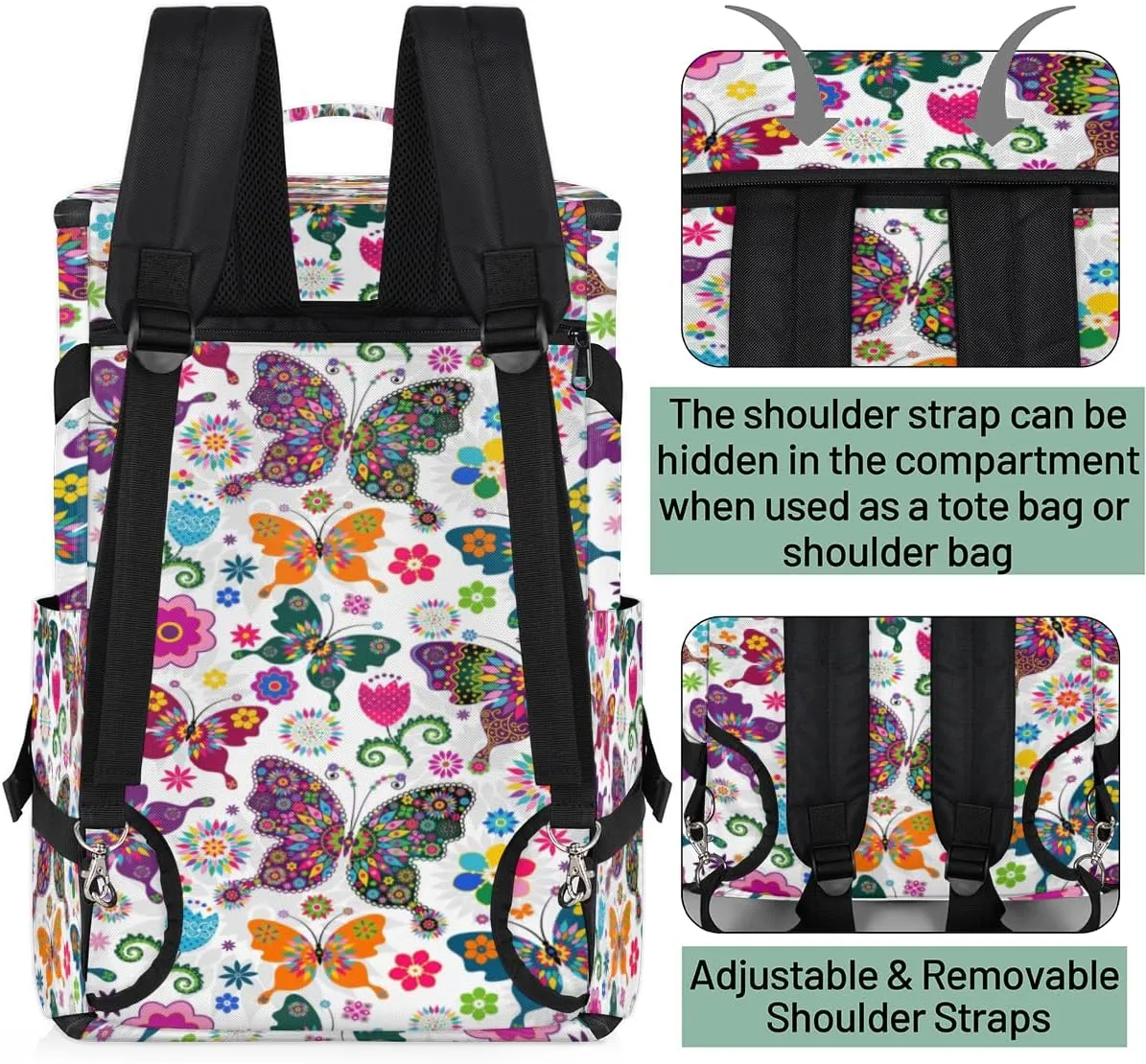 Large Sports Gym Bag With Shoe & Laptop Compartment 47L Waterproof Travel Duffel Bags for Men Women Art Animal Butterfly Luggage Backpack Duffle Bag