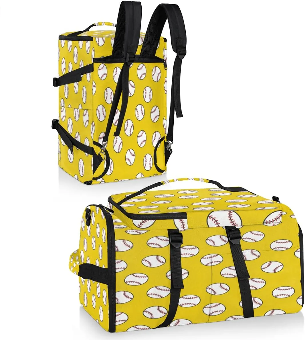 Large Sports Gym Bag With Shoe & Laptop Compartment 47L Waterproof Travel Duffel Bags for Men Women Baseball Doodle Pattern Luggage Backpack Duffle Bag