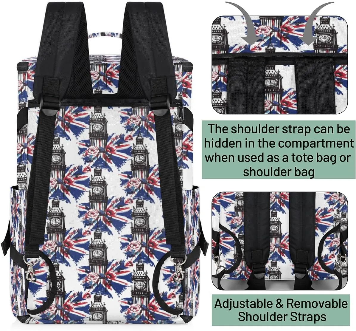 Large Sports Gym Bag With Shoe & Laptop Compartment 47L Waterproof Travel Duffel Bags for Men Women British Flag Luggage Backpack Duffle Bag