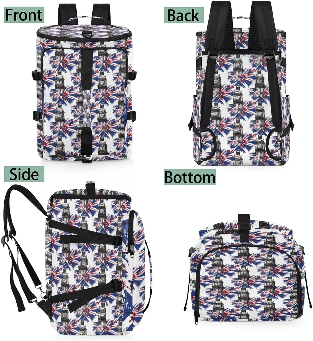 Large Sports Gym Bag With Shoe & Laptop Compartment 47L Waterproof Travel Duffel Bags for Men Women British Flag Luggage Backpack Duffle Bag