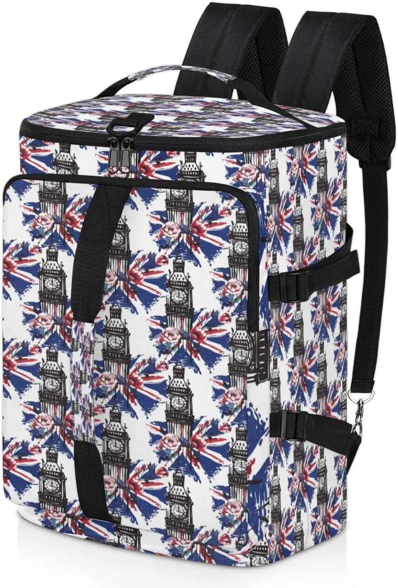 Large Sports Gym Bag With Shoe & Laptop Compartment 47L Waterproof Travel Duffel Bags for Men Women British Flag Luggage Backpack Duffle Bag