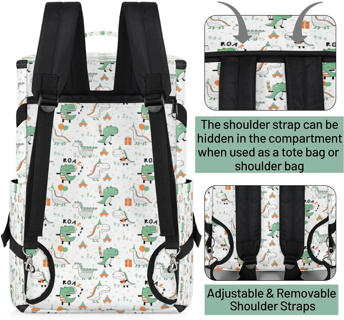 Large Sports Gym Bag With Shoe & Laptop Compartment 47L Waterproof Travel Duffel Bags for Men Women Cute Dinosaur Design Luggage Backpack Duffle Bag