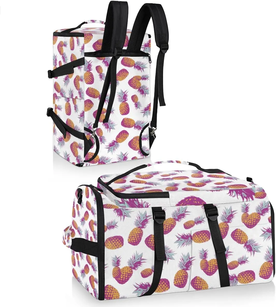 Large Sports Gym Bag With Shoe & Laptop Compartment 47L Waterproof Travel Duffel Bags for Men Women Pineapple Fruit Luggage Backpack Duffle Bag
