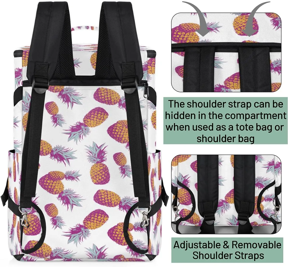 Large Sports Gym Bag With Shoe & Laptop Compartment 47L Waterproof Travel Duffel Bags for Men Women Pineapple Fruit Luggage Backpack Duffle Bag