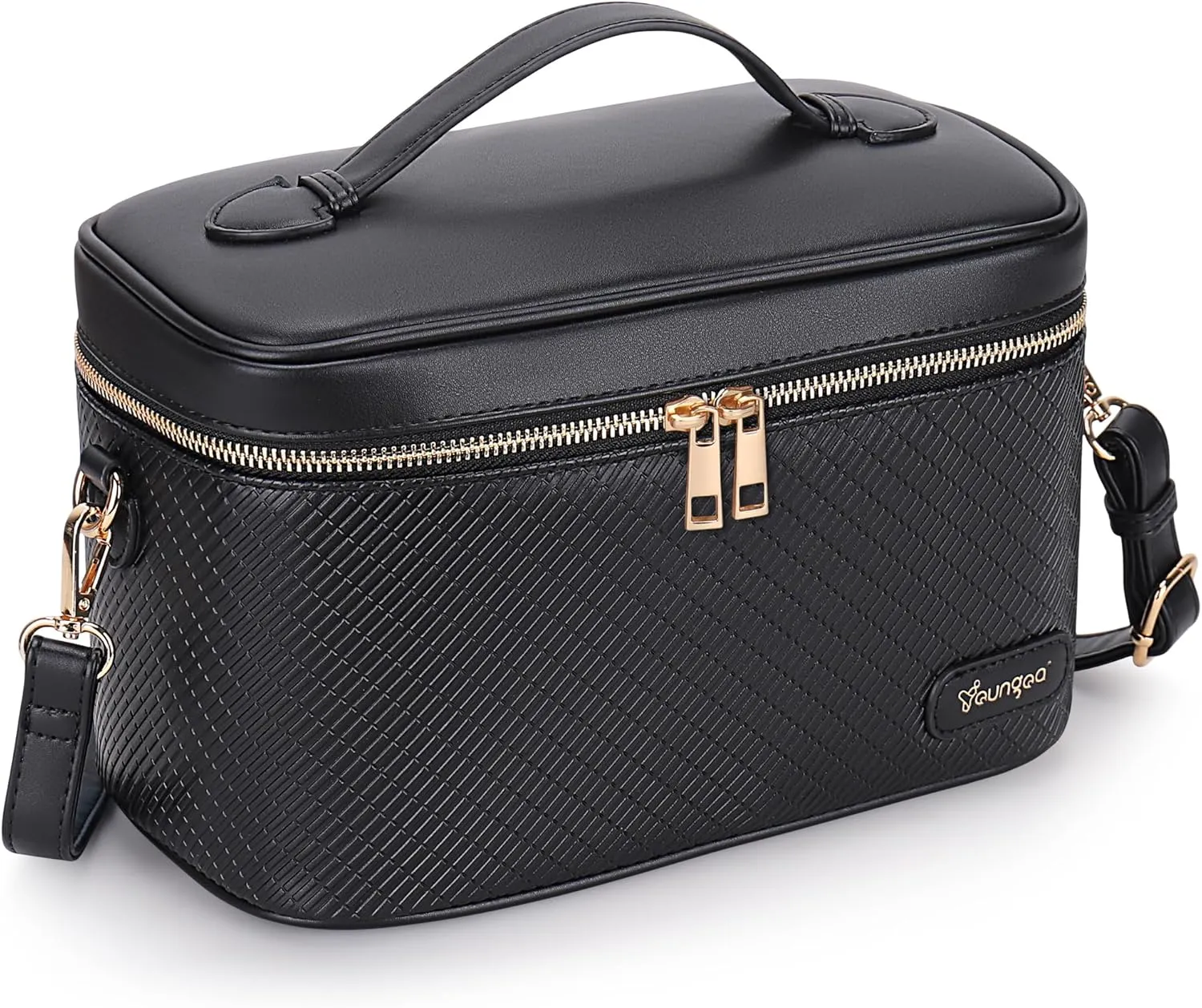 Large Stylish Makeup Bag Cosmetic Make Up Travel Bag for Women, Delicate Model (Black)