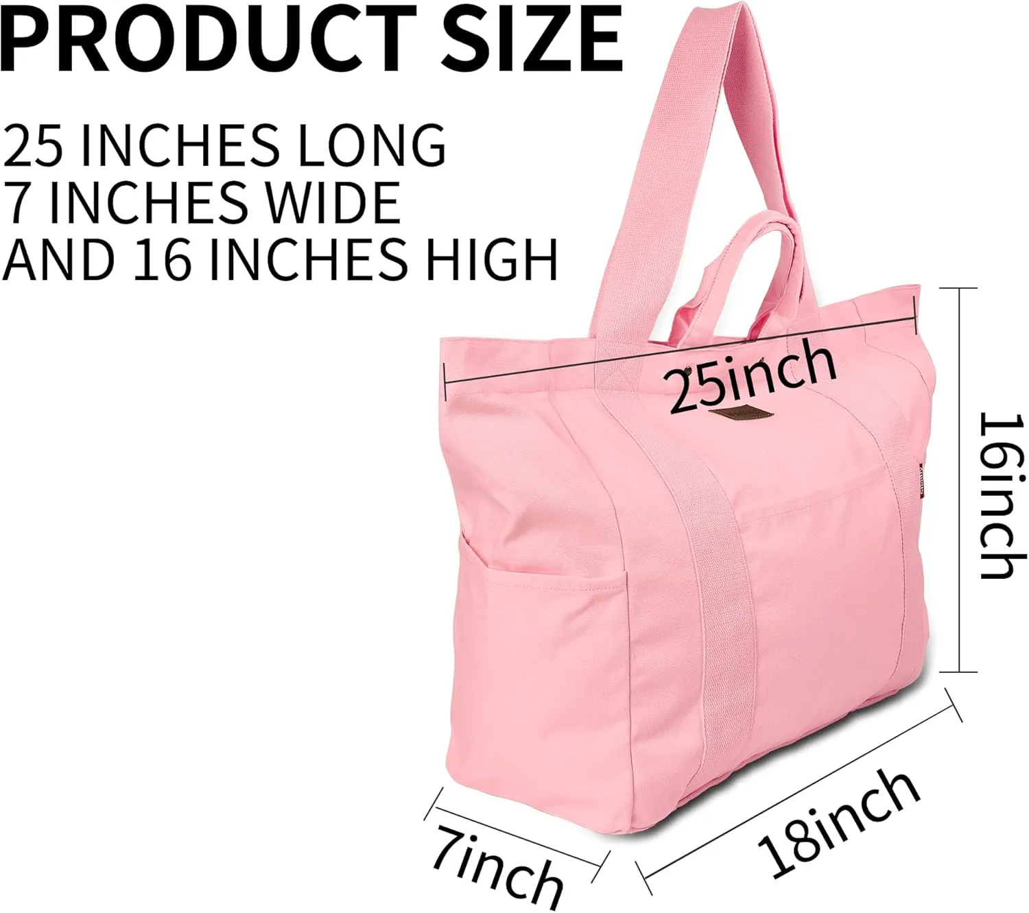Large Tote Bag, Everything Bag, Heavy Duty Canvas, Full-Size Zipper, Reusable, Suitable for DIY, Natural Cotton.