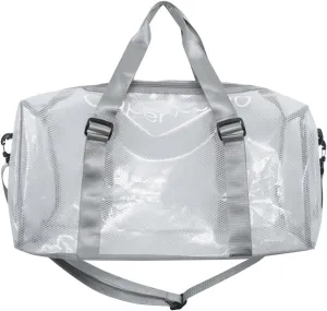 Large Transparent Bag See Through Tote Bag Shoulder Strap Beach Bag Transparent Work Bag Waterproof Travel Bag (Gray)