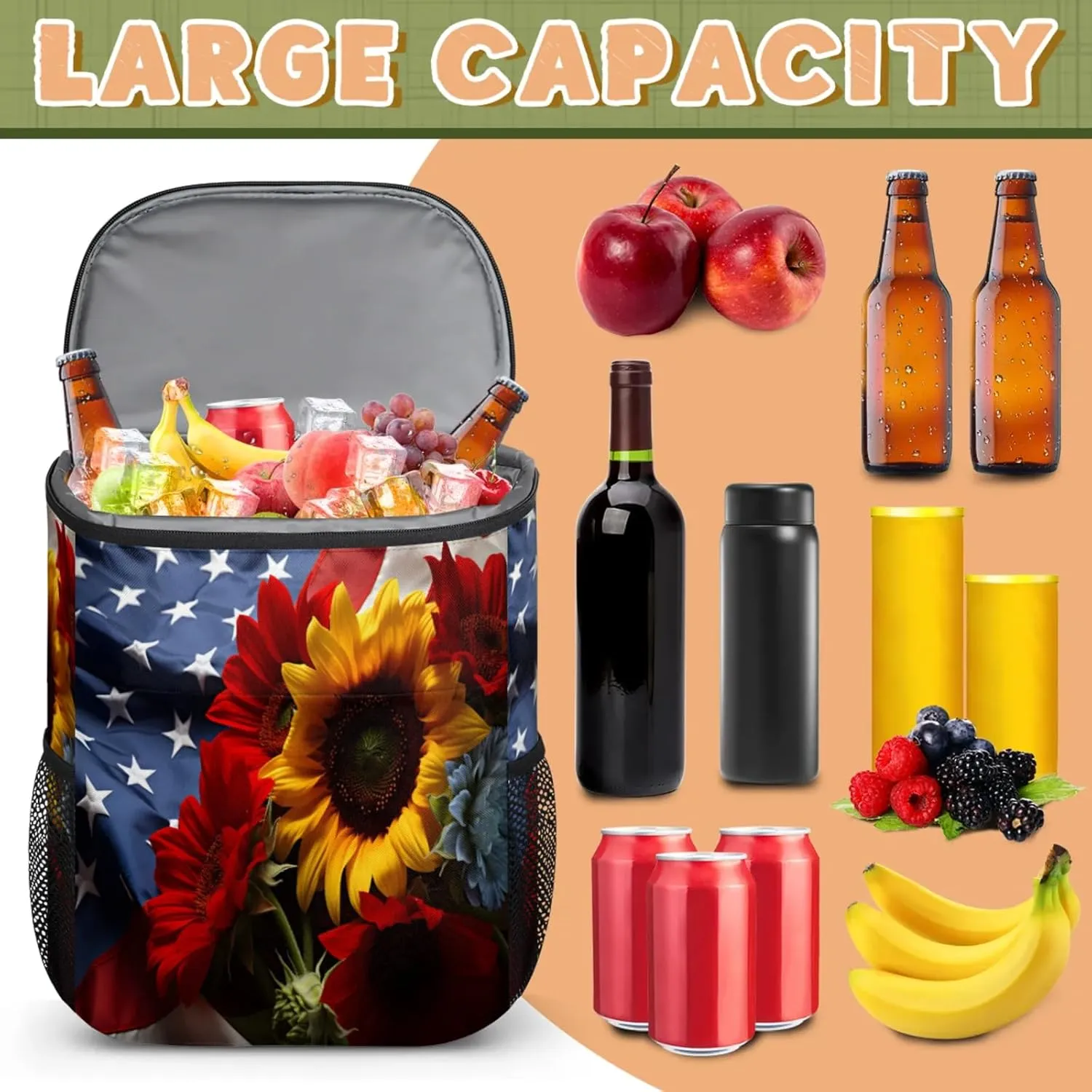 Large Waterproof Insulated Cooler Backpack, Leak Proof Cooler Backpack for Camping, Picnic Travel Outdoor