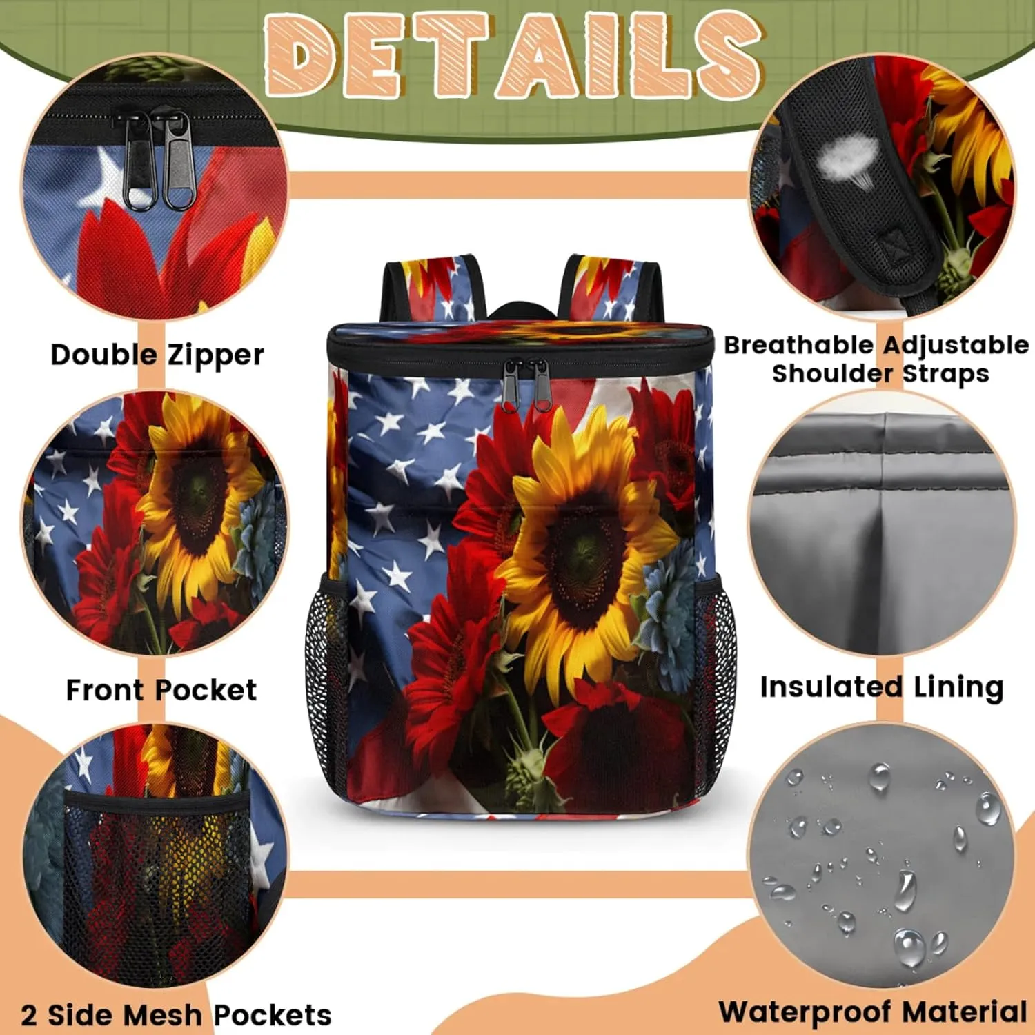 Large Waterproof Insulated Cooler Backpack, Leak Proof Cooler Backpack for Camping, Picnic Travel Outdoor