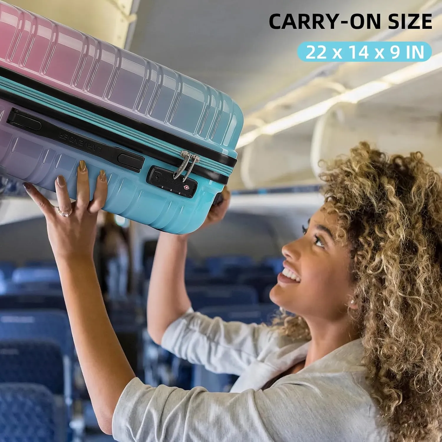 LARVENDER Luggage Sets 3 Piece, 20 Inch Carry on Luggage 22x14x9 Airline Approved Hardside PC ABS Suitcase Set with Spinner Wheels TSA Lock, Lightweight Luggage Set for Women, Cotton Candy