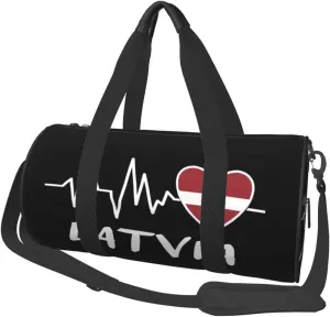 Latvia Heartbeat Duffel Bag Gym Bag Travel Sports Tote Large Foldable Beach Swim Yoga6