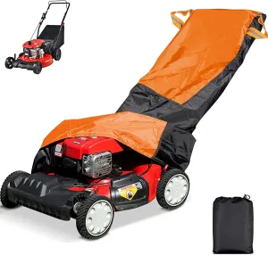 Lawn Mower Cover,Outdoor Push Mower Covers,Waterproof UV Protection Universal Fit Push Mower Cover.Protects Against Dust and Wind, Lawn Mower Accessories, with Storage Bag(Black&Orange)