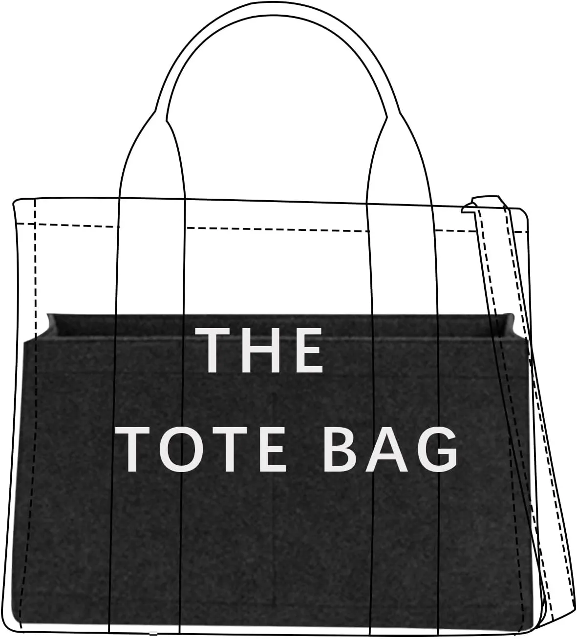 Lckaey bag insert organizer for marc jacobs handbags large tote bag insert Y065black-L