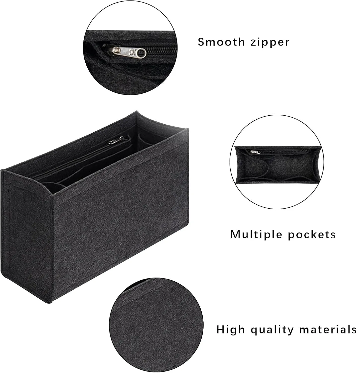 Lckaey bag insert organizer for marc jacobs handbags large tote bag insert Y065black-L