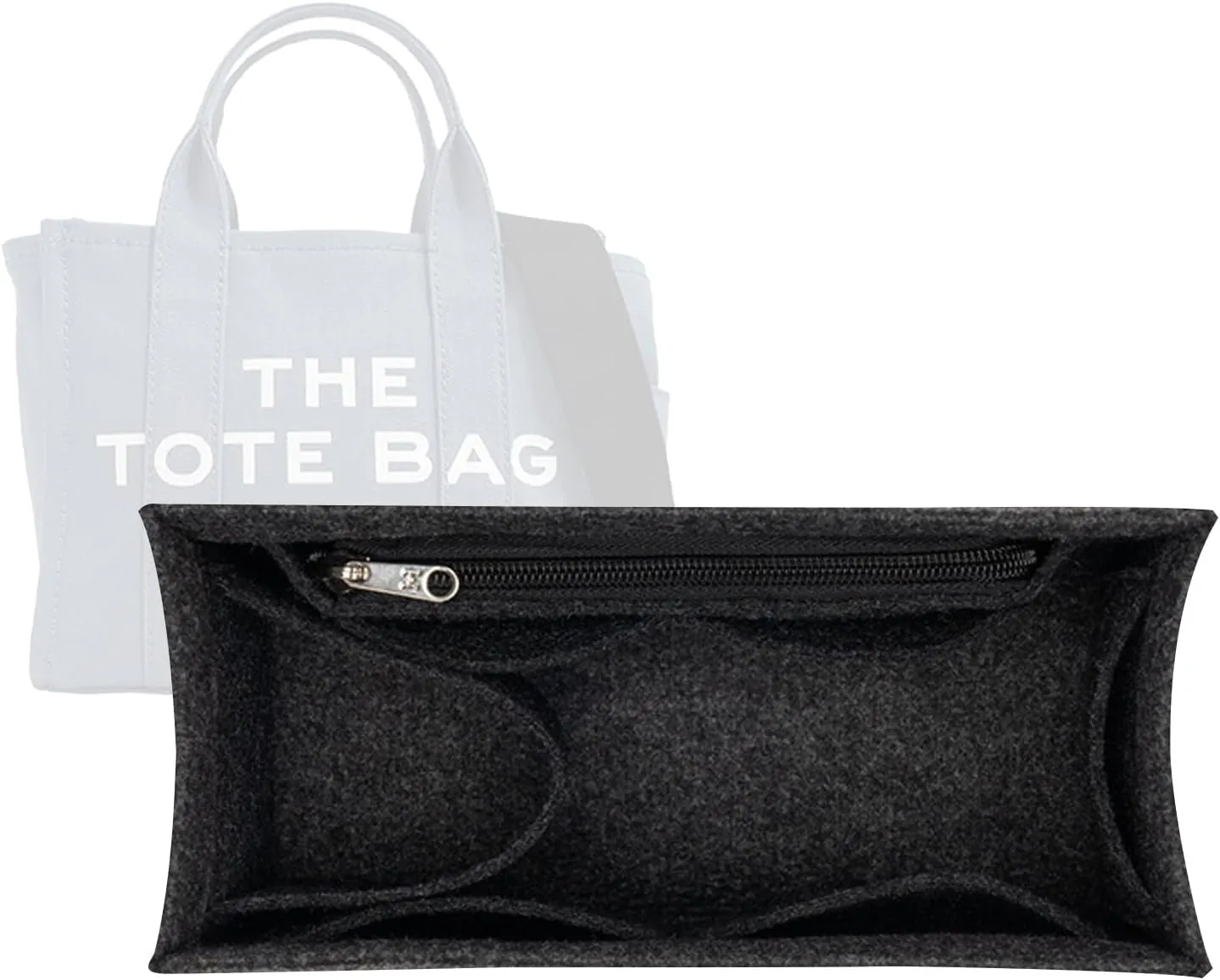 Lckaey bag insert organizer for marc jacobs handbags large tote bag insert Y065black-L